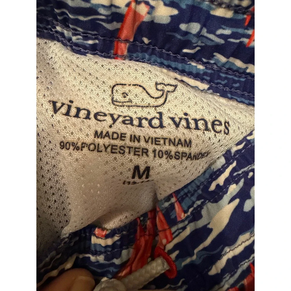 Vineyard Vines Boys Sailboat Print Swim Trunks Size Medium 12/14 6 Inch Inseam